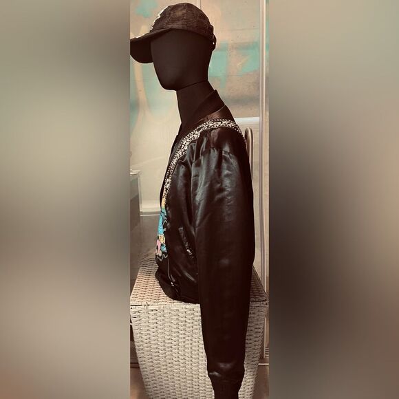 Crystal Amiri Bomber Jacket - Black - size L - Unisex - Silk Bomber Jacket Coat - Picture 14 of 16